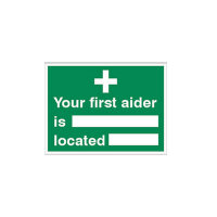 5 Star Your First Aider Is Located Sign Vinyl 150x200mm VSP348SAV1520