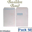 Basildon Bond C4 White Window 100gsm Envelopes Pocket Peel and Seal Recycled Pack 50 Ref B80285 Basildon Bond C4 White Window 100gsm Envelopes Pocket Peel and Seal Recycled Pack 50 Ref B80285