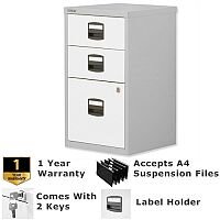 1 Filing & 2 Stationery Drawer A4 Steel Filing Cabinet Lockable Silver & White Bisley PFA Home Filers 1 Filing & 2 Stationery Drawer A4 Steel Filing Cabinet Lockable Silver & White Bisley PFA Home Filers