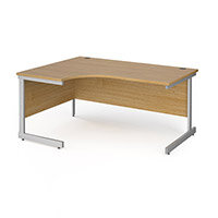 Contract 25 Left Hand Ergonomic Office Desk W1600xD1200xH725mm Silver Cantilever Frame & Oak Desktop