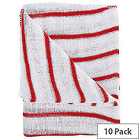 Hygiene Cloth 16x12 Red/White Pack of 10 HDRE1610P