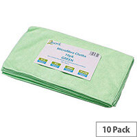 2Work Green 400 x 400mm Microfibre Cleanig Cloths (10 Pack) 101161GN 2Work Green 400 x 400mm Microfibre Cleanig Cloths (10 Pack) 101161GN