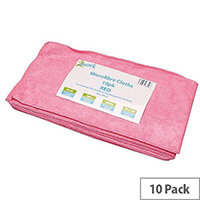 2Work Red 400 x 400mm Microfibre Cleaning Cloths (10 Pack) 101161RD 2Work Red 400 x 400mm Microfibre Cleaning Cloths (10 Pack) 101161RD