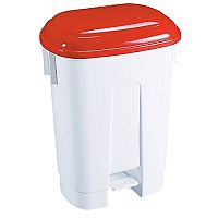 Derby Plastic Pedal Waste Bin 60 Litre White/Red 348012