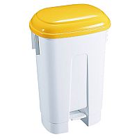 Derby Plastic Pedal Waste Bin 60 Litre White/Yellow 348014 Derby Plastic Pedal Waste Bin 60 Litre White/Yellow 348014