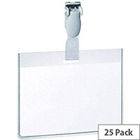 Durable Name Badge 60x90mm Security Fastener Landscape Pack of 25 8143/19