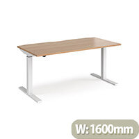Elev8 Mono Electric Height Adjustable Rectangular Sit Stand Desk with Scallop Cut Out W1600xD800xH675-1175mm Beech Top White Frame