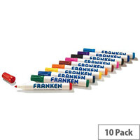 Franken Refillable Board Markers Assorted Colours Pack of 10. Strong Plastic Cap To Protect From Damage. Refillable Markers. Ideal For Schools, Colleges, Offices, Homes & More.