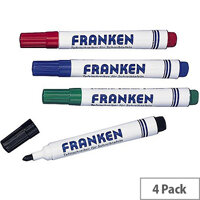 Franken Refillable Board Markers Assorted Colours Pack of 4 Z1903 Franken Refillable Board Markers Assorted Colours Pack of 4 Z1903