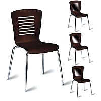 Verona Wenge Café Side Chair - Maple Veneer Polished Wenge Pack of 4 Verona Wenge Café Side Chair - Maple Veneer Polished Wenge Pack of 4