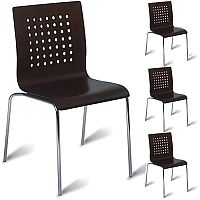 Treviso Polished Wenge Maple Veneer Side Café Chair Pack of 4 Treviso Polished Wenge Maple Veneer Side Café Chair Pack of 4