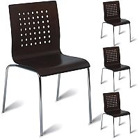 Treviso Polished Wenge Maple Veneer Side Café Chair Pack of 4