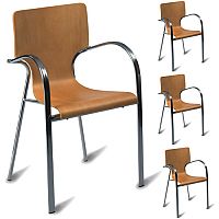 Venezia Maple Café Chair With Chrome Arms and Frame - Maple Veneer Naturally Polished Pack of 4