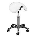 Dalton Easymek Seat Saddle Stool With White Leather Look Seat Upholstery H570 - 760mm Dalton Easymek Seat Saddle Stool With White Leather Look Seat Upholstery H570 - 760mm