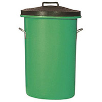 Heavyweight Cylindrical Dustbin Storage Bin/Lid/Handles 100L Green 311964