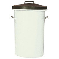 Heavyweight Cylindrical Dustbin Storage Bin/Lid/Handles 100L White 311966