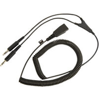 Jabra Quick Disconnect (QD) PC Cord to Dual 3.5mm Jack Coiled Cord 8734-599