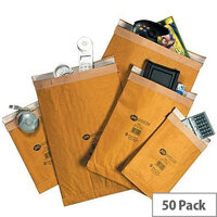 Jiffy Assorted Sizes Gold AirKraft Bubble Lined Protective Envelopes Bag Pack of 50