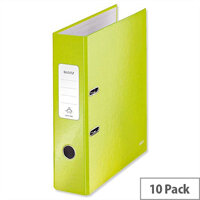 Leitz 180 Wow 80mm Metallic Green A4 Lever Arch File Pack of 10 Leitz 180 Wow 80mm Metallic Green A4 Lever Arch File Pack of 10