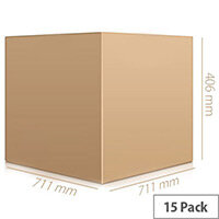 Packing Cardboard Boxes Double Wall Strong Flat Packed 711x711x406mm (Pack 15) Packing Cardboard Boxes Double Wall Strong Flat Packed 711x711x406mm (Pack 15)