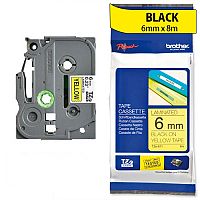 Brother TZ611 P-touch TZ Label Tape 6mm x 8m Black on Yellow