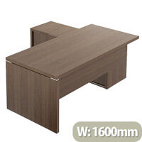 Quando Executive Desk 1600 x 900mm + Universal Credenza Return Unit - Chestnut Quando Executive Desk 1600 x 900mm + Universal Credenza Return Unit - Chestnut