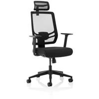 Ergo Twist High Mesh Back Task Operator Office Chair with Height Adjustable Arms and Headrest in MESH & BLACK FABRIC