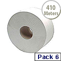 2Work Jumbo Dispenser Toilet Roll 2-Ply 410 Metre 60mm Core Pack of 6 J26410 2Work Jumbo Dispenser Toilet Roll 2-Ply 410 Metre 60mm Core Pack of 6 J26410