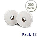 2Work Mini Jumbo Dispenser Toilet Roll 2-Ply 200 Metre 60mm Core Pack of 12 J26200 2Work Mini Jumbo Dispenser Toilet Roll 2-Ply 200 Metre 60mm Core Pack of 12 J26200