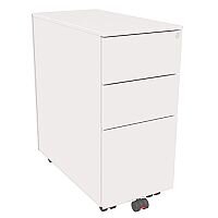 Slimline Mobile Steel Pedestal With 2 Stationery & 1 Filing Drawer 300mm Wide White Kito X-Series Slimline Mobile Steel Pedestal With 2 Stationery & 1 Filing Drawer 300mm Wide White Kito X-Series