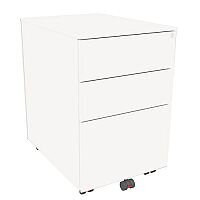 Mobile Steel Pedestal With 2 Stationery & 1 Filing Drawer 395mm Wide White Kito X-Series Mobile Steel Pedestal With 2 Stationery & 1 Filing Drawer 395mm Wide White Kito X-Series