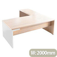 Mito Executive Desk 2000mm With Left Hand Desk Return Light Sycamore & White Mito Executive Desk 2000mm With Left Hand Desk Return Light Sycamore & White