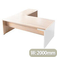 Mito Executive Desk 2000mm With Right Hand Desk Return Light Sycamore & White Mito Executive Desk 2000mm With Right Hand Desk Return Light Sycamore & White