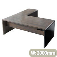 Mito Executive Desk 2000mm With Right Hand Desk Return Dark Sycamore & Black Mito Executive Desk 2000mm With Right Hand Desk Return Dark Sycamore & Black