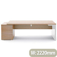 Mito Executive Desk With Left Hand Pedestal 2220mm Light Sycamore & White Mito Executive Desk With Left Hand Pedestal 2220mm Light Sycamore & White