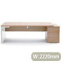 Mito Executive Desk With Right Hand Pedestal 2220mm Light Sycamore & White Mito Executive Desk With Right Hand Pedestal 2220mm Light Sycamore & White