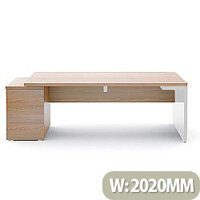 Mito Executive Desk With Left Hand Pedestal 2020mm Light Sycamore & White Mito Executive Desk With Left Hand Pedestal 2020mm Light Sycamore & White