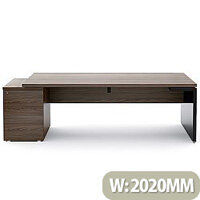 Mito Executive Desk With Left Hand Pedestal 2020mm Dark Sycamore & Black Mito Executive Desk With Left Hand Pedestal 2020mm Dark Sycamore & Black