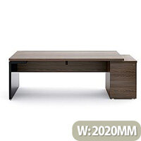 Mito Executive Desk With Right Hand Pedestal 2020mm Dark Sycamore & Black Mito Executive Desk With Right Hand Pedestal 2020mm Dark Sycamore & Black