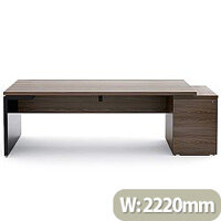 Mito Executive Desk With Right Hand Pedestal 2220mm Dark Sycamore & Black Mito Executive Desk With Right Hand Pedestal 2220mm Dark Sycamore & Black