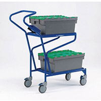 Order Picking Trolley Blue With 2 Shelf Levels 321870