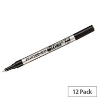 Pilot Silver Medium Bullet Tip Permanent Marker Pack of 12 SCSM Pilot Silver Medium Bullet Tip Permanent Marker Pack of 12 SCSM