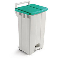 Plastic Pedal Bin with Lid 90 Litre Grey/Green 357005