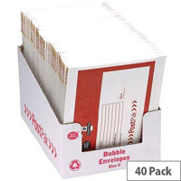 Post Office Postpak Size 1 Bubble Lined Envelopes 170x245mm Pack of 40 Post Office Postpak Size 1 Bubble Lined Envelopes 170x245mm Pack of 40