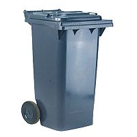 Wheelie Bin 120 Litre 2 Wheel Grey - Suitable for general waste or recyclables - UV stabilised polyethylene for durability