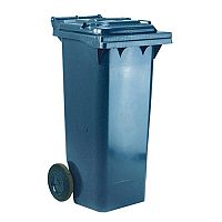 Wheelie Bin 140 Litre 2-Wheel Grey - Wheeled bin for easy disposal of waste - Suitable for general waste or recyclables - UV stabilised polyethylene for durability