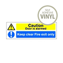 Caution Fire Exit Only Alarmed Door Self-Adhesive Sign 150x450mm Caution Fire Exit Only Alarmed Door Self-Adhesive Sign 150x450mm