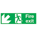 Safety Sign Fire Exit Running Man Arrow Down/Left 150x450mm PVC Safety Sign Fire Exit Running Man Arrow Down/Left 150x450mm PVC