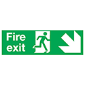 Safety Sign Fire Exit Running Man Arrow Down/Right 150x450mm PVC Safety Sign Fire Exit Running Man Arrow Down/Right 150x450mm PVC