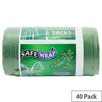 Safewrap Tie Handle 98L Green Garden Refuse Sacks Pack of 40 0464 Safewrap Tie Handle 98L Green Garden Refuse Sacks Pack of 40 0464
